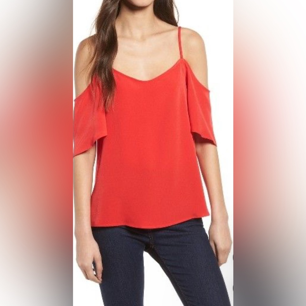 BP Tomato Red Cold Shoulder Strappy Tank Too Sz M